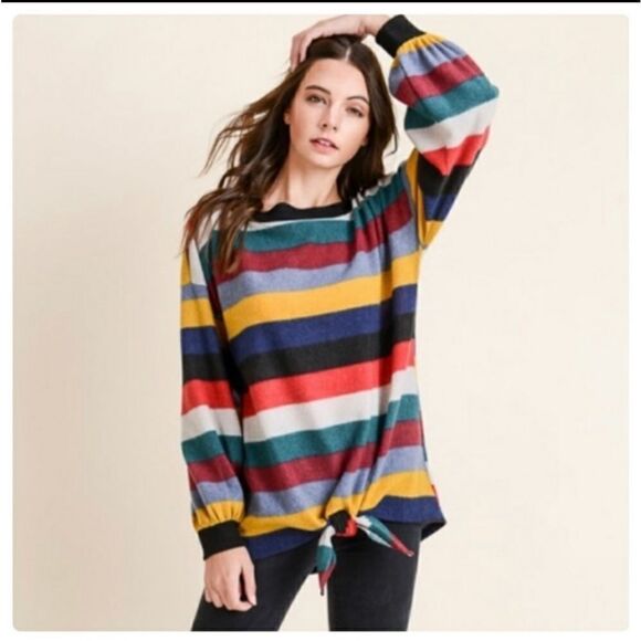 Soft and Warm Color Block Striped Fleece Top - Picture 10 of 10